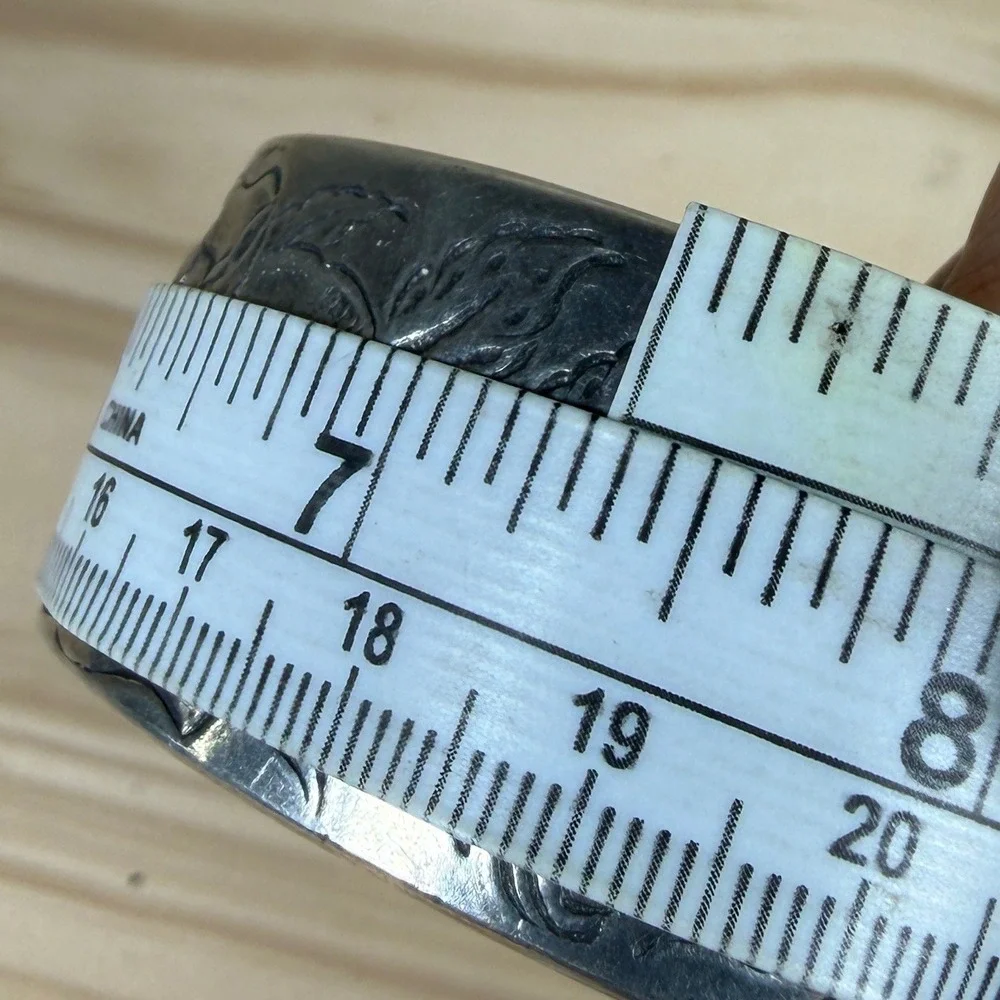 Vintage Salisbury Fine Metal Artisans Pewter Rose Floral June Cuff Bracelet 7.5